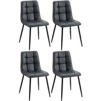 STUHL 4er Set Lederlook schwarz - Schwarz, Textil/Metall (45/84/55cm) - CLP