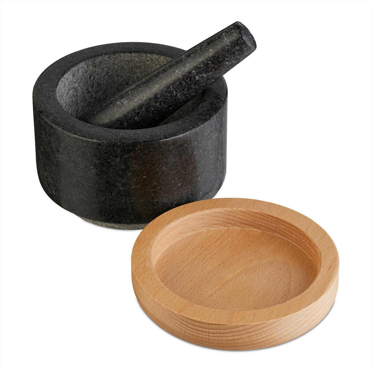 MÖRSER - Multicolor, Holz/Stein (14/10/14cm) - Relaxdays