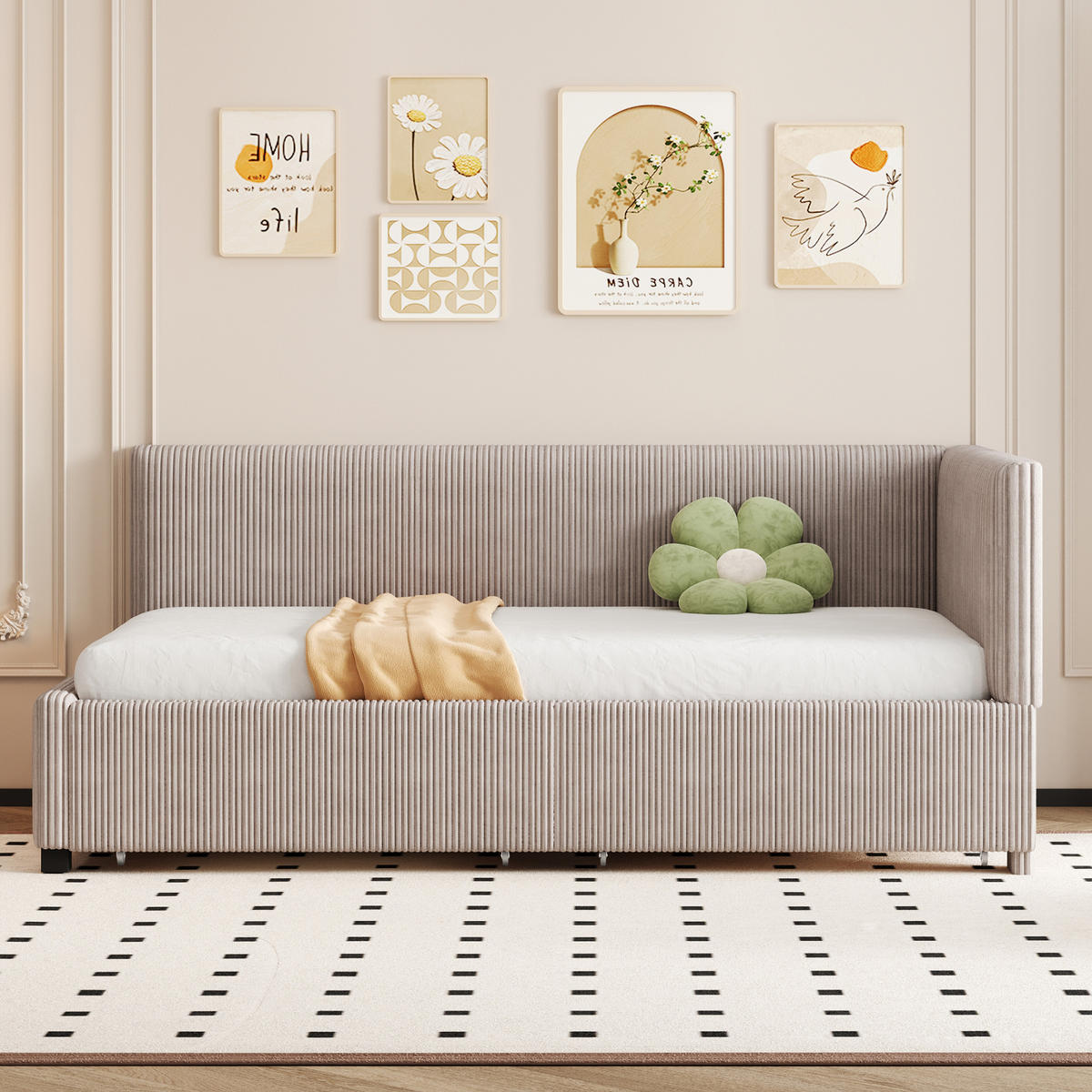 POLSTERBETT 90/200 mit 2 Stauraumschubladen Samt Grau 205/97/68 cm - Grau, Leder (90/200cm) - OKWISH