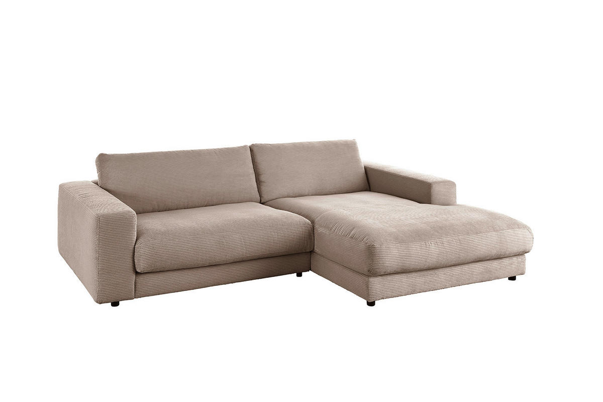 ECKSOFA MADELINE Taupe Cord - Taupe/Schwarz, Kunststoff/Textil (270/190cm) - KAWOLA