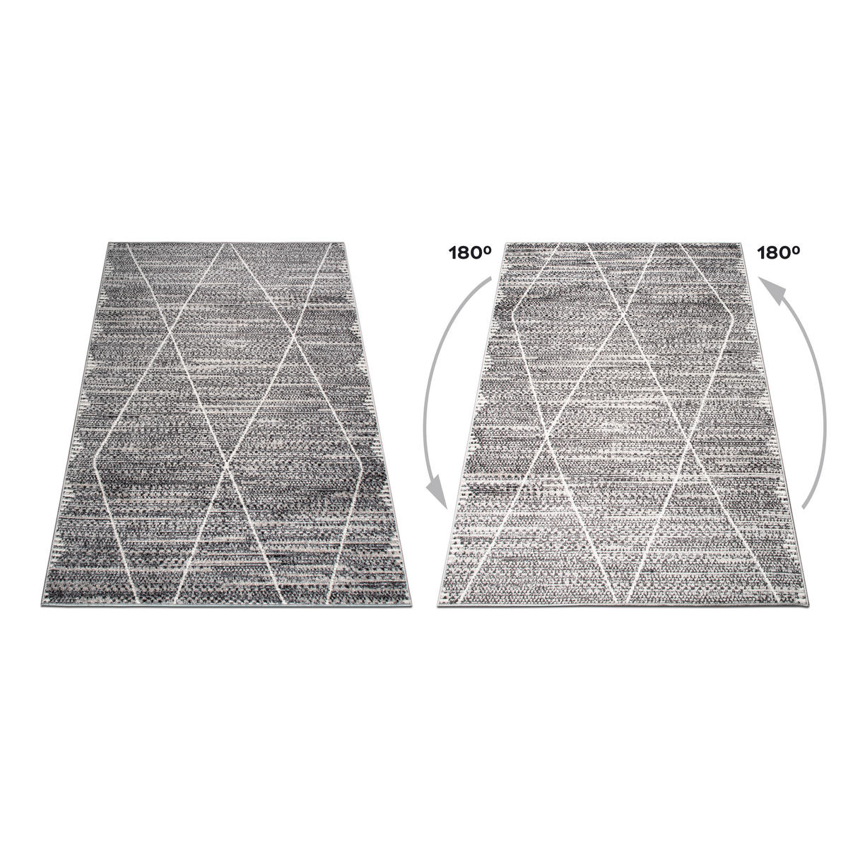 TEPPICH Harmonia Rautenmotiv Hoch-Tief-Effekt grau 160 x 230 cm - Hellgrau/Grau, Kunststoff/Textil (160/230cm) - oKu-Tex