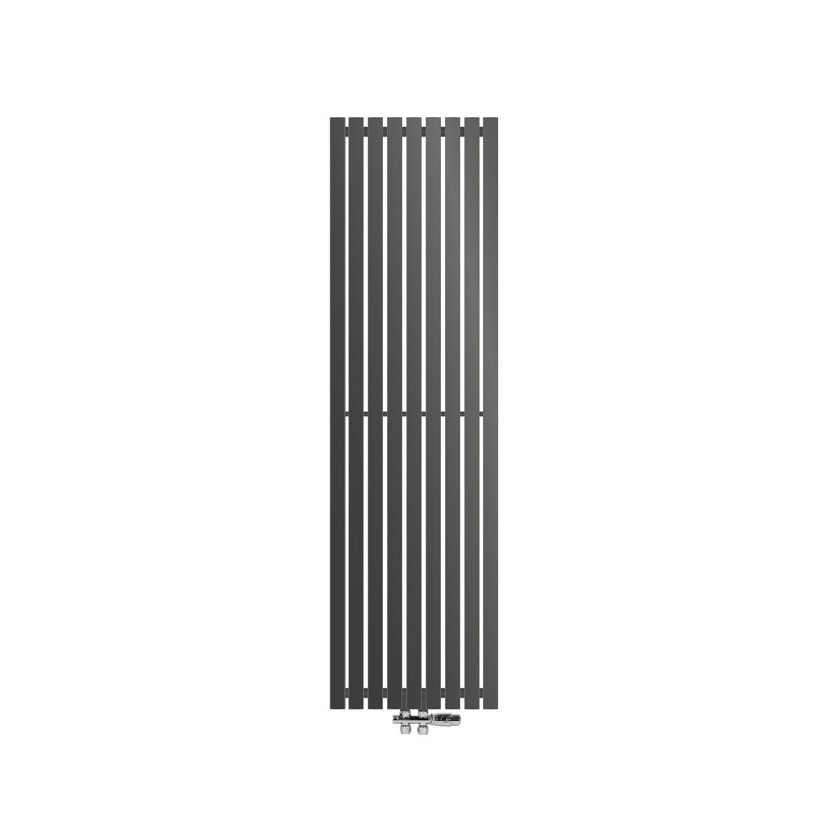 BADHEIZKÖRPER Stella 480x1600 mm Anthrazit mit Ventil Durchgang - Anthrazit, Metall (48/160/5cm) - LuxeBath