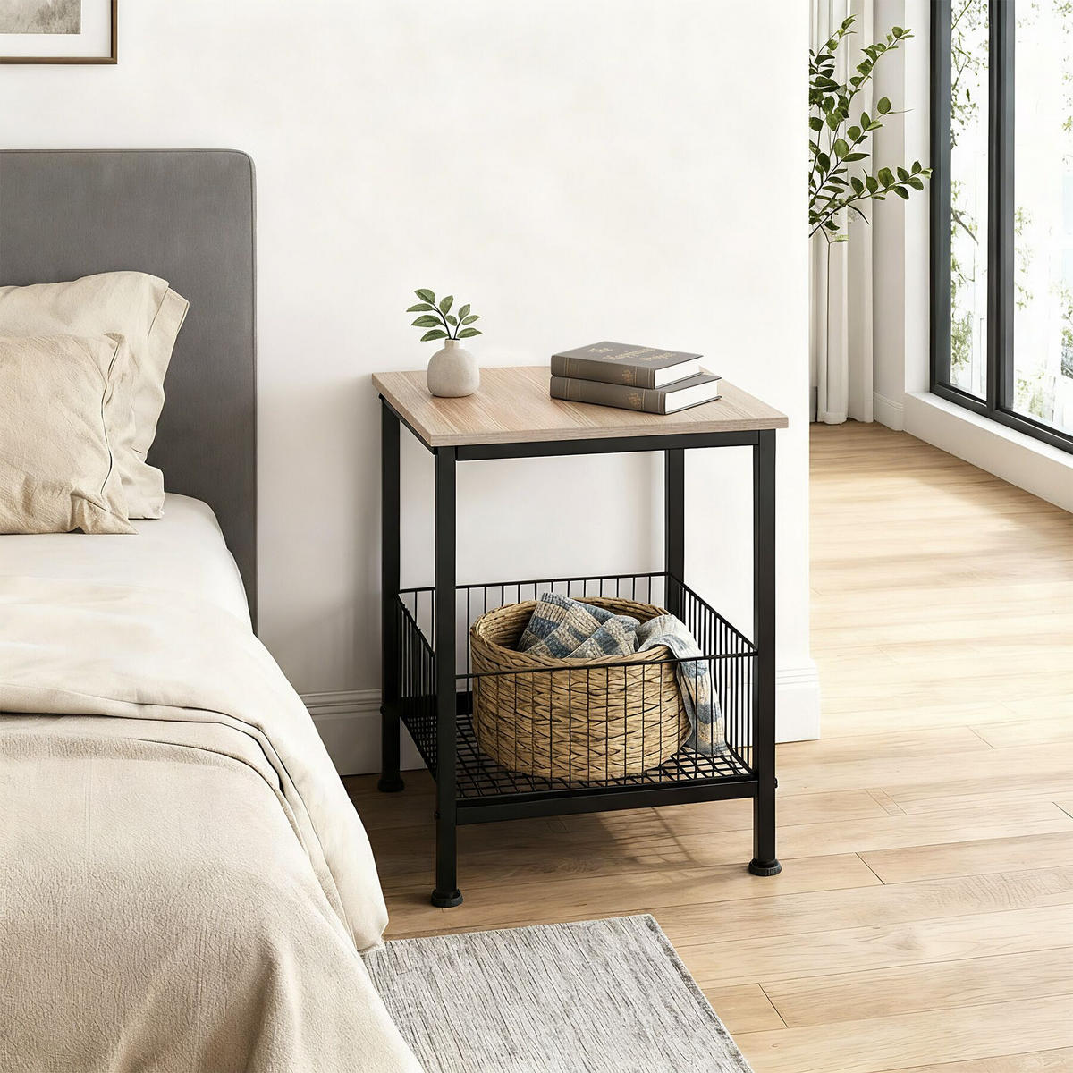 BEISTELLTISCH Grimsby,40 x 40 x 55,5 cm,Industrial Holz hell, Eiche Sonoma - Naturfarben, Holzwerkstoff (40/40/55.5cm) - tectake