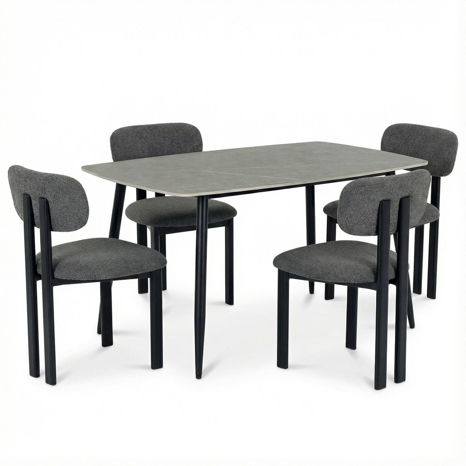 ESSGRUPPE MORA/FRANCA 5er Set schwarz, dunkelgrau - Schwarz, Metall - IDIMEX