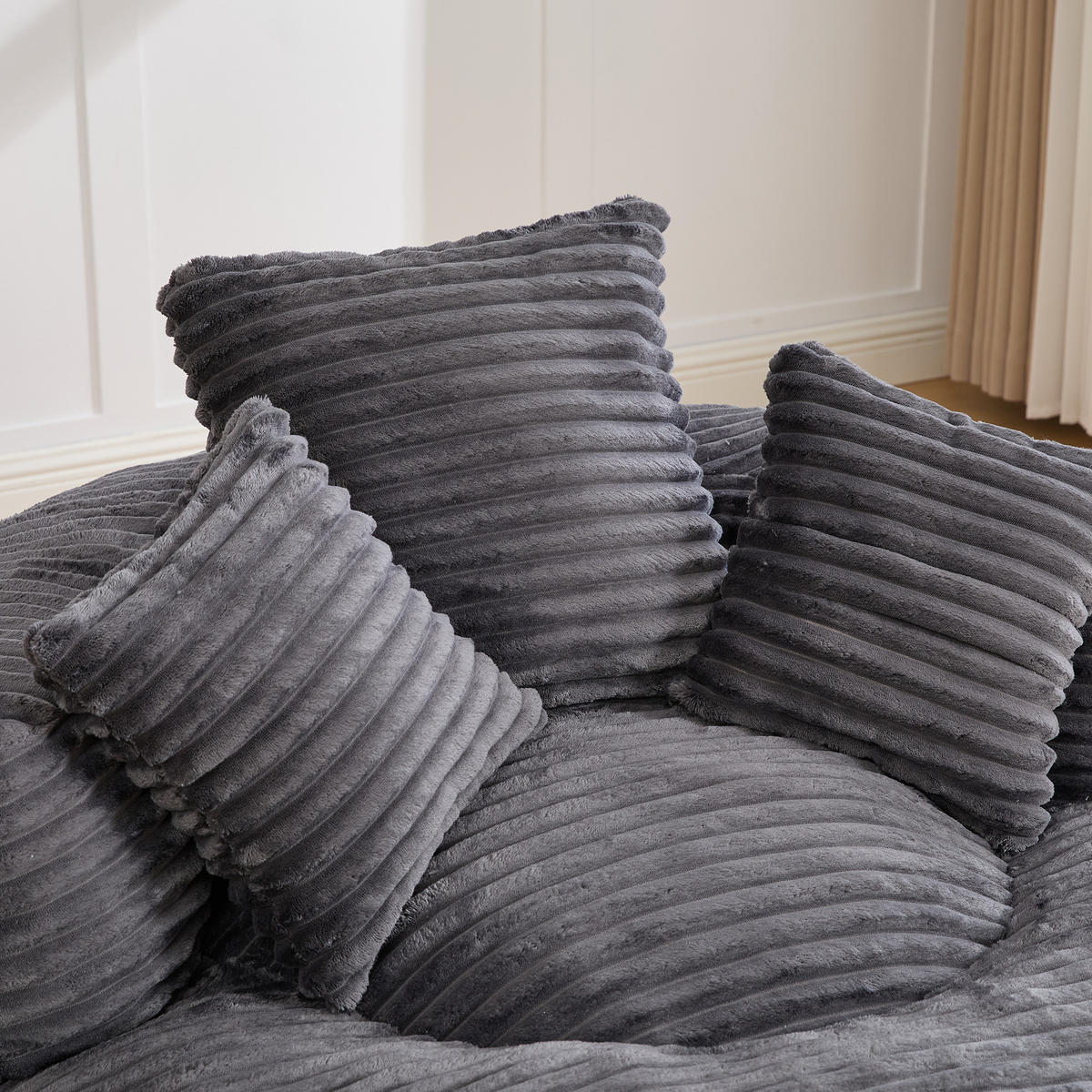 SITZSACK Cord Dunkelgrau - Grau, Textil (108/52/108cm) - WISHDOR