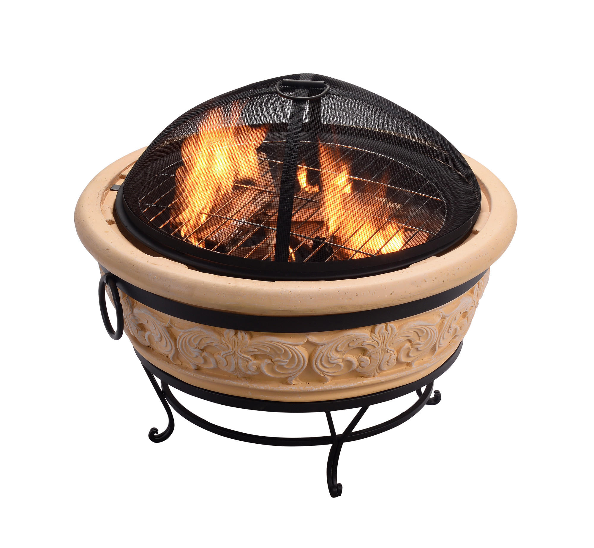 FEUERSTELLE Schwarz - Schwarz, Metall (69/58/58cm) - Teamson Home