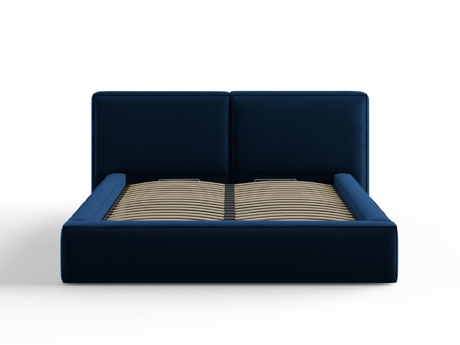 BETT mit Bettkasten und Kopfteil Jodie aus Samt königsblau 160x200cm - Blau, Textil (160/200cm) - Micadoni