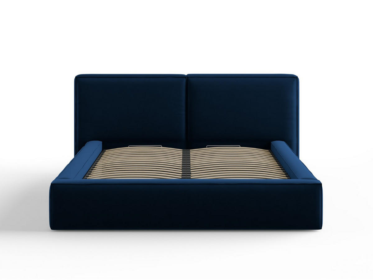 BETT mit Bettkasten und Kopfteil Jodie aus Samt königsblau 160x200cm - Blau, Textil (160/200cm) - Micadoni