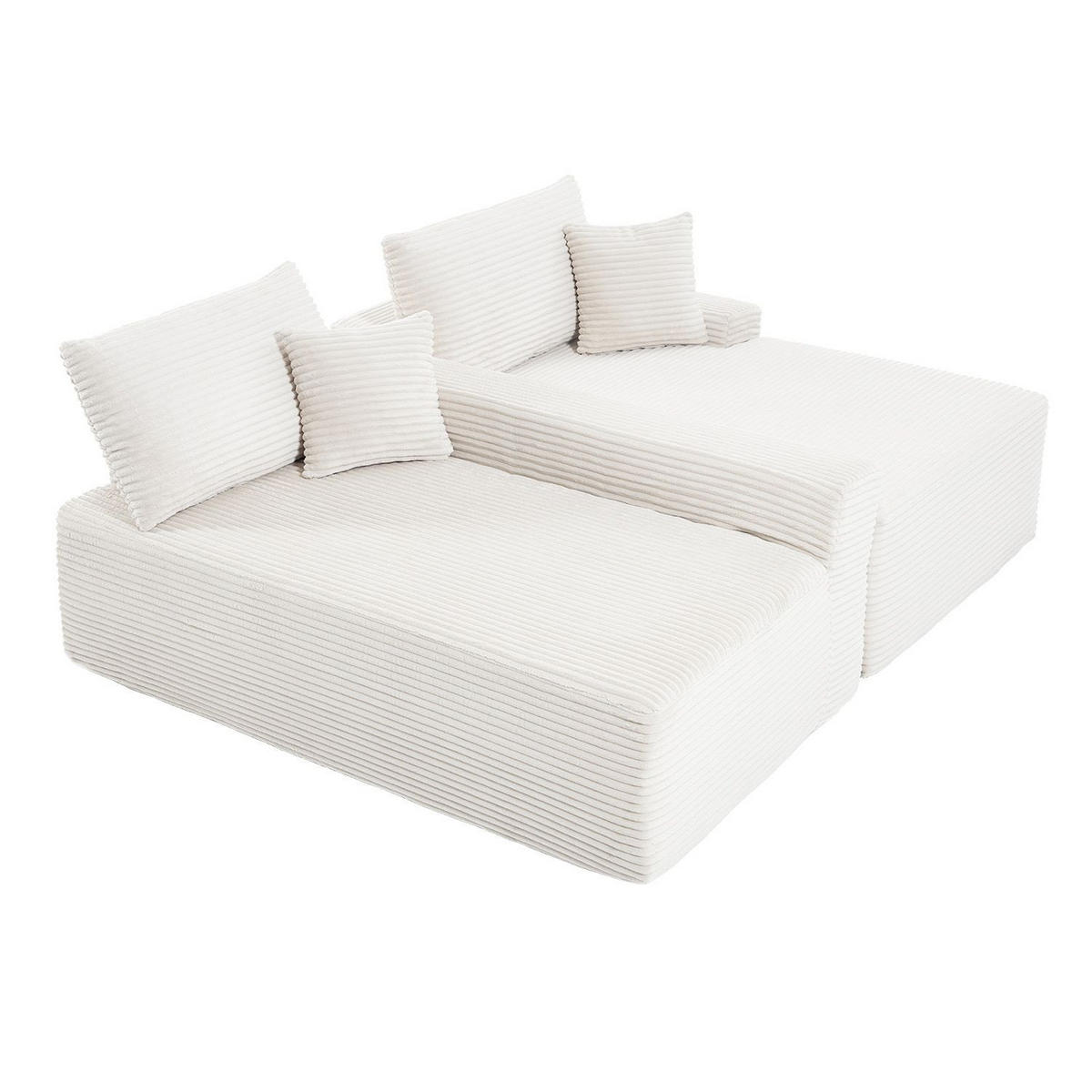 SOFA Coredo creme Cord - Creme, Textil (250/155cm) - Juskys