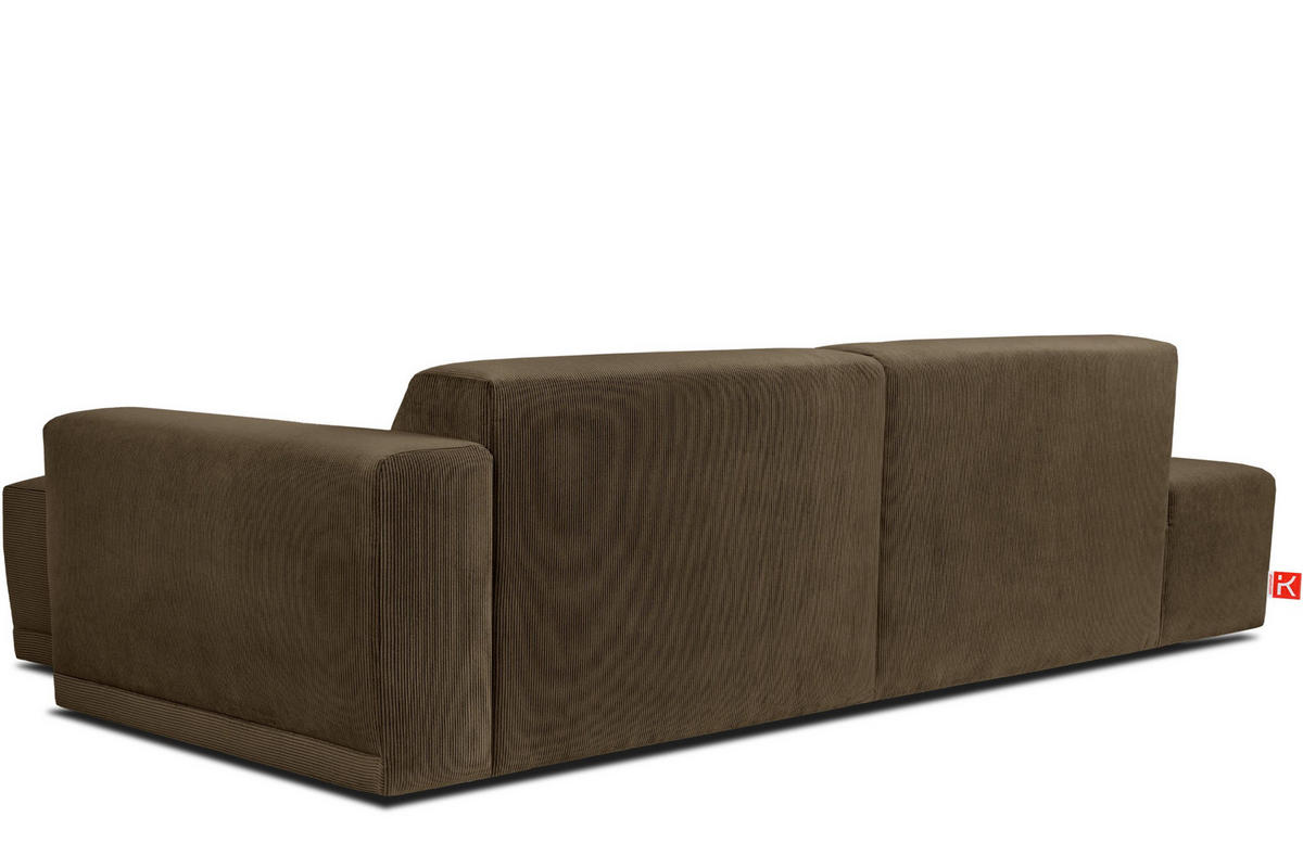 ECKSOFA-RECHTS MUDI in moderner Optik mit hochwertigem Kaltschaum, Cord-Stoff, braun - Schwarz/Braun, Textil (280/160cm) - KONSIMO®