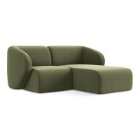 ECKSOFA Rechts Samt Stoff Grün - Schwarz/Olivgrün, Holzwerkstoff/Kunststoff (178/166cm) - Makamii