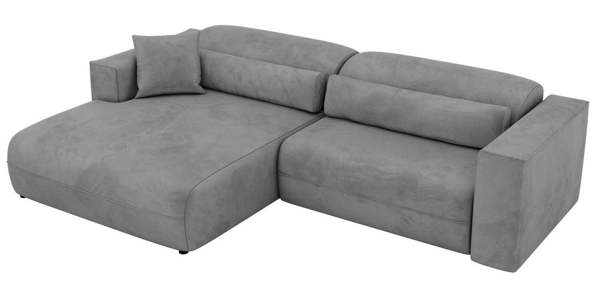 ROHOVÁ SEDAČKA PAZURRO L - Svetlosivá Samet - Vľavo - čierna/svetlosivá, textil/plast (288/180cm) - MKS
