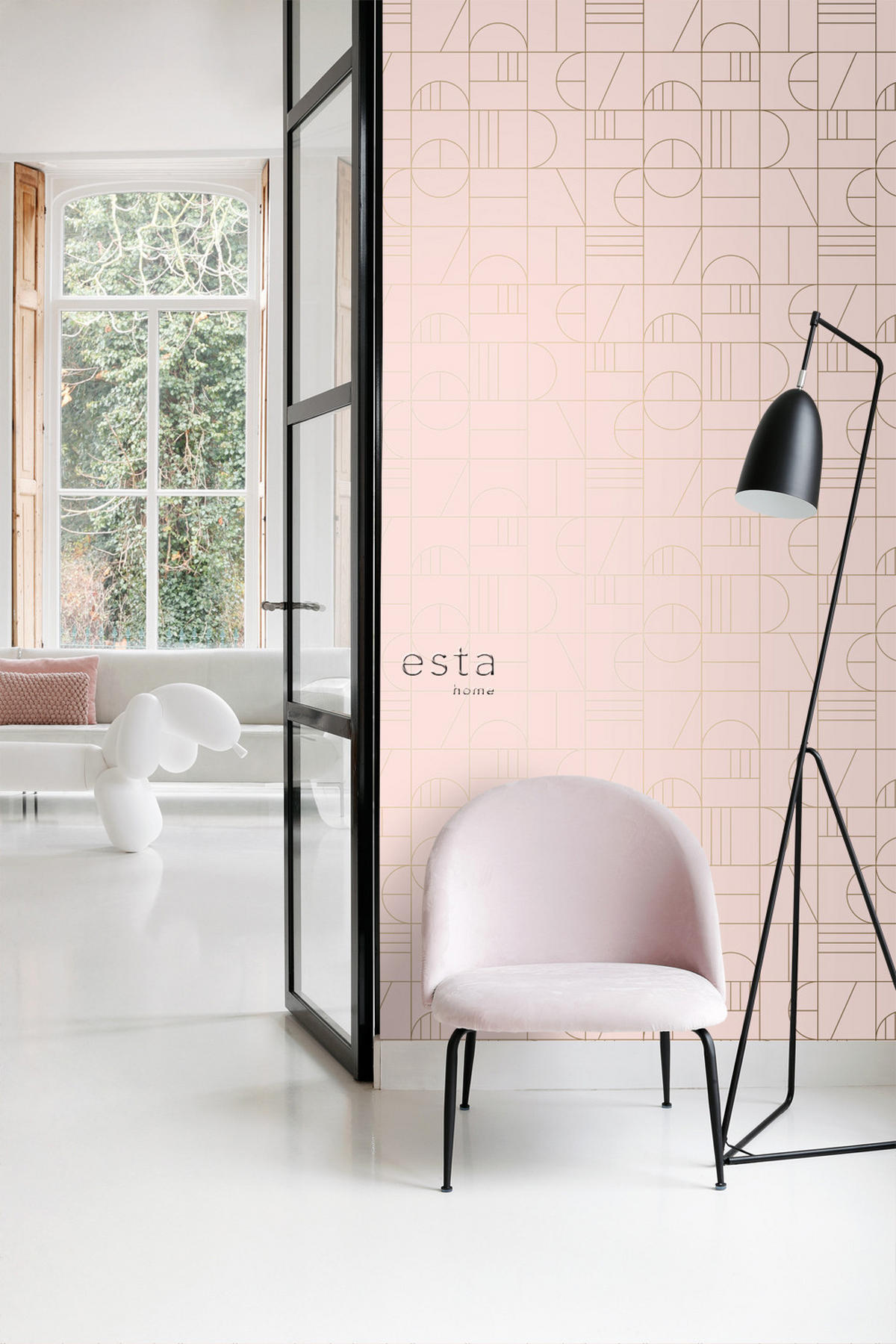 TAPETE Art Decó Muster 53 cm x 10.05 m - Pink, Papier (53/1000cm) - ESTAhome