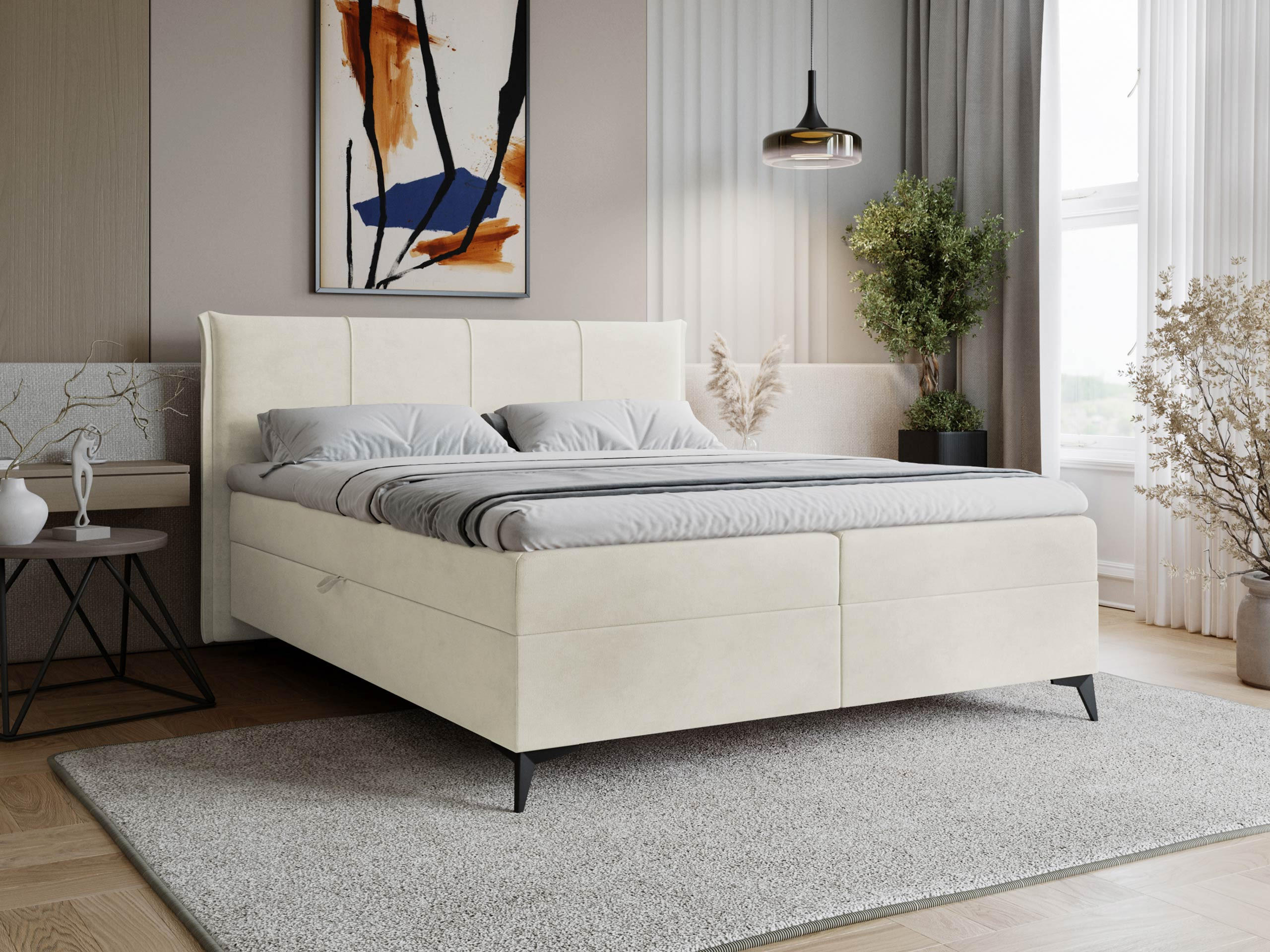 BOXBETT Eco - Creme/Schwarz, Holz/Holzwerkstoff (160/200cm) - MIRJAN24