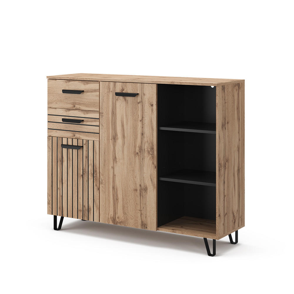 KOMMODE Amber Braun 120.1 x 100 cm mit 2 Schubladen und 2 Türen - Braun, Holzwerkstoff (38/100/120.1cm) - Vicco