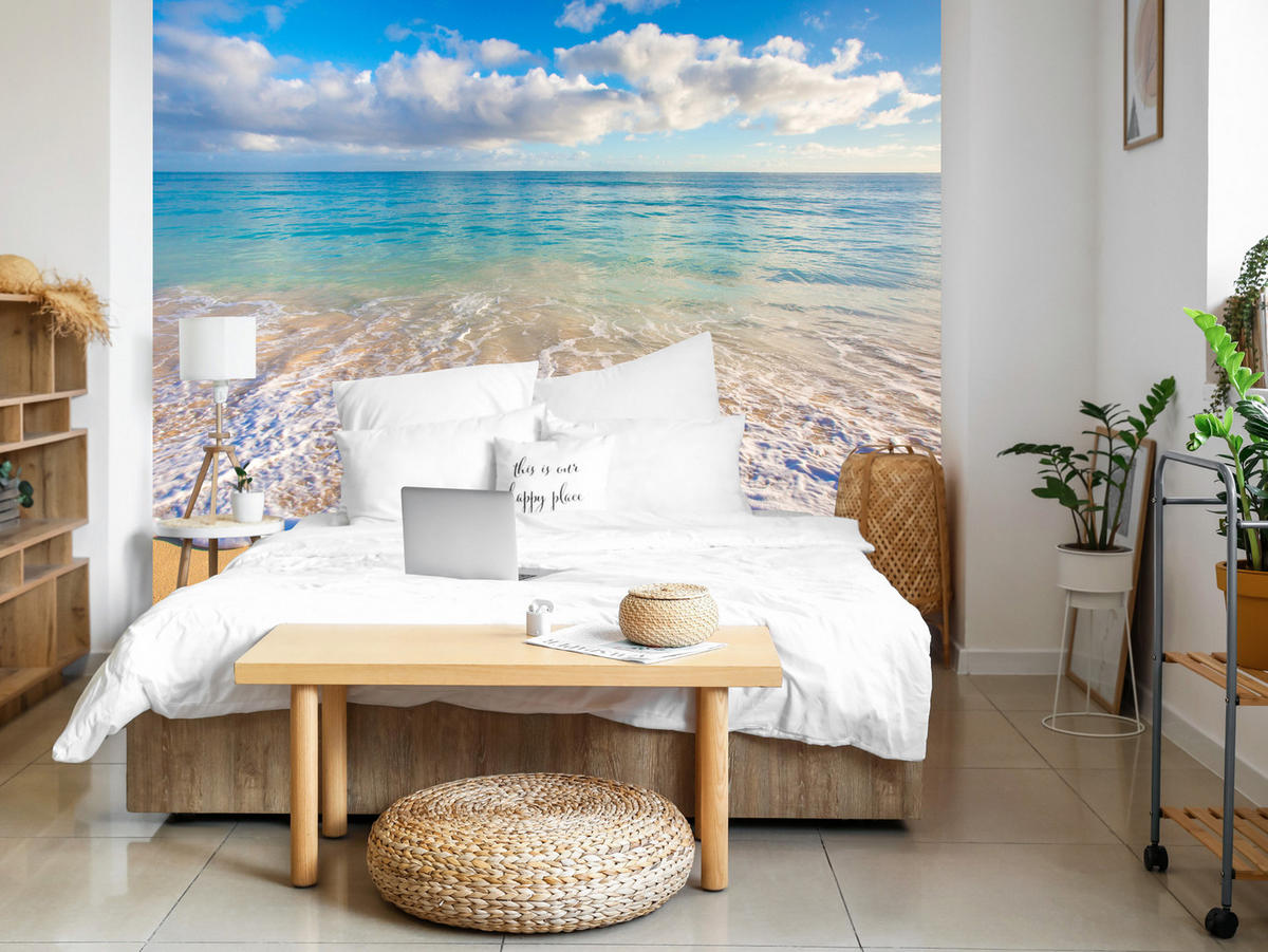 FOTOTAPETA Pre Obývaciu Izbu Tyrkysové More Vlny Zlatá Pláž 400 x 280 cm - hnedá/žltá, papier (400/280cm) - Muralo