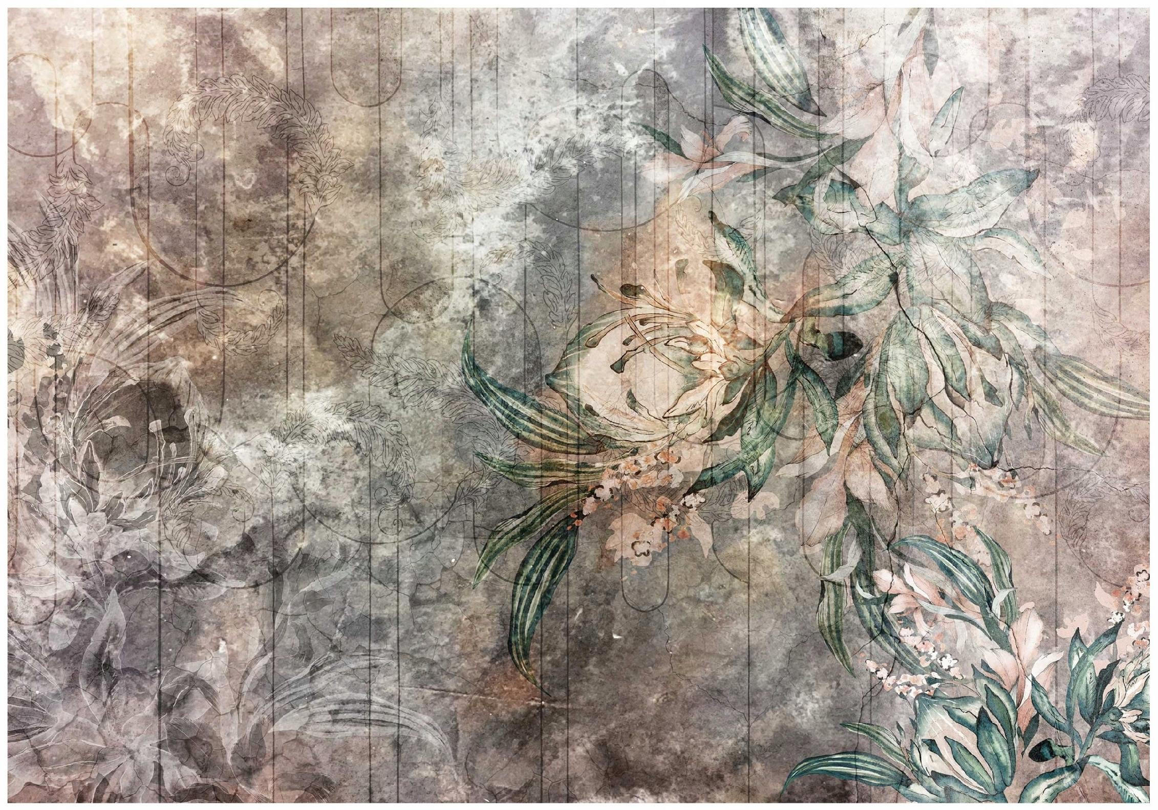 FOTOTAPETE Blumen Blätter Vliestapete Tapete 300x210 - Multicolor, Papier (300/210cm) - Wallarena