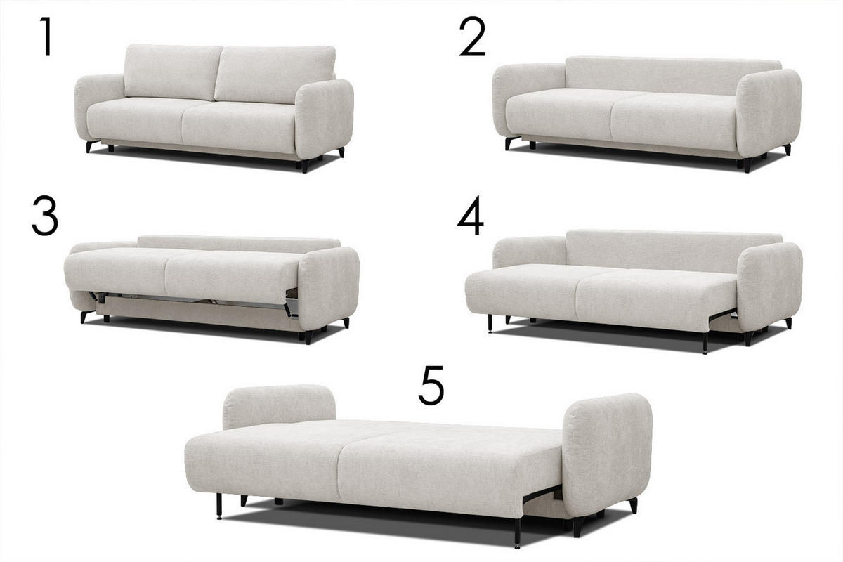 SOFA DRAKE 3-Sitzer mit Schlaffunktion, ecru - Ecru/Braun, Holz/Textil (232/90/107cm) - Courtois Laville
