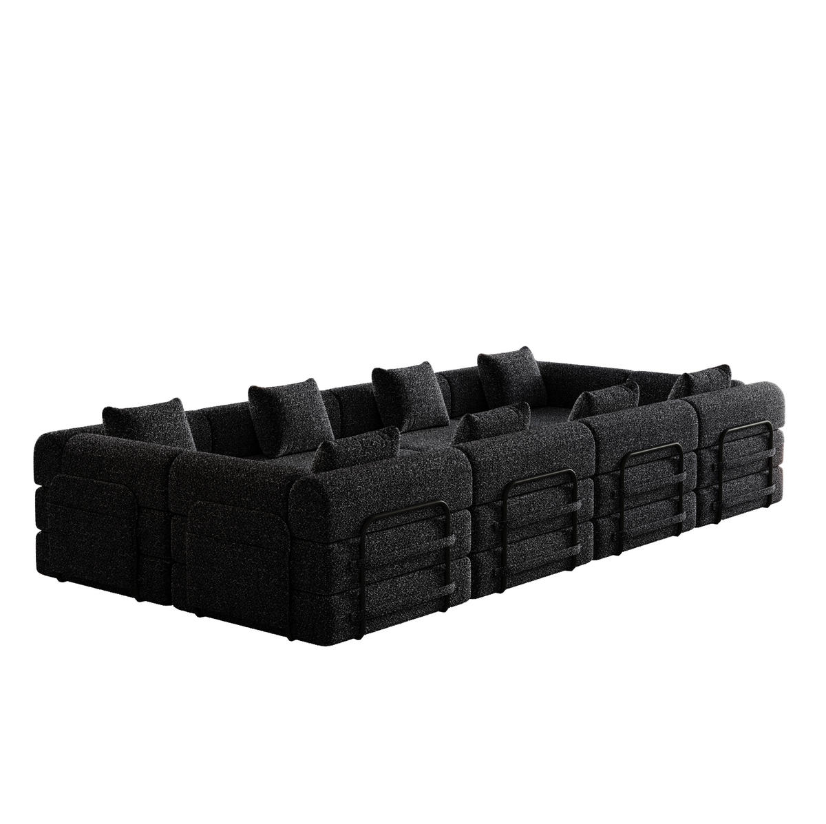 SCHLAFSOFA 2-in-1 aus Chenille mit Armlehnen-Staufach, 183,8/274/69,8 cm, Schwarz - Schwarz, Textil (183.8/69.8/274cm) - Redom