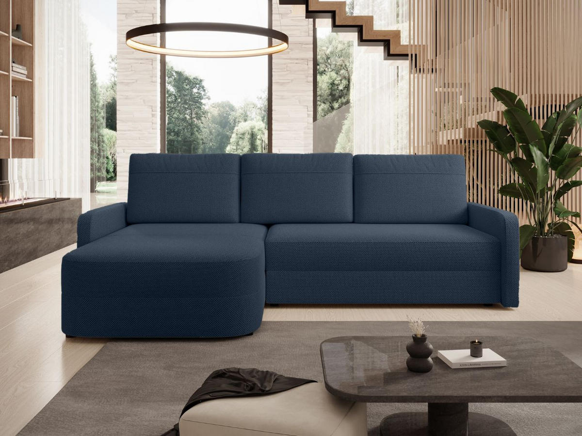 ECKSOFA Arvento Dunkelblau - Schwarz/Dunkelblau, Holz/Kunststoff (250/170cm) - Graingold