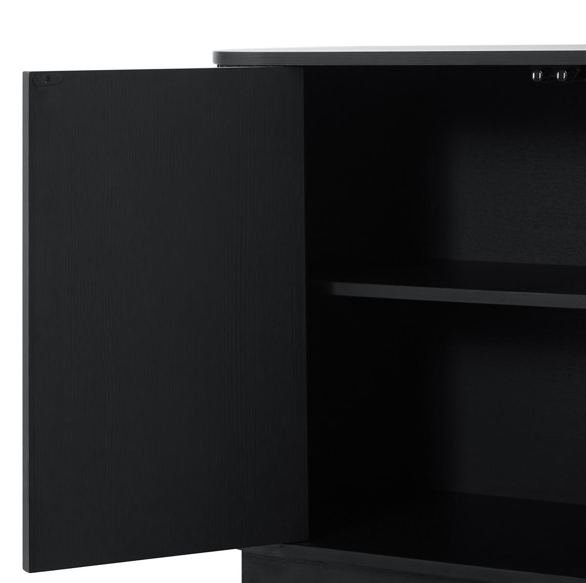 SIDEBOARD 162,5/38/61 cm in Schwarz mit Wellenfront und 4 Türen - Schwarz, Metall (162/61/38cm) - Flora Grace