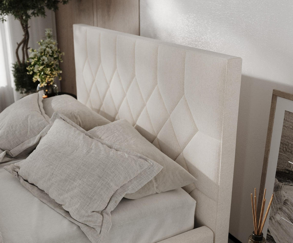 POLSTERBETT Brisa 180/200 cm Ecru im Asti Stoff - Ecru/Schwarz, Holz/Holzwerkstoff (180/200cm) - AltaBeds