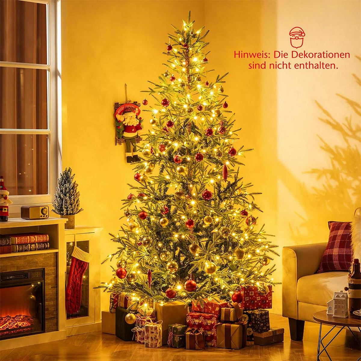 WEIHNACHTSBAUM mit 300 mehrfarbigen LEDs 210cm Grün - Grün, Metall (210cm) - COSTWAY