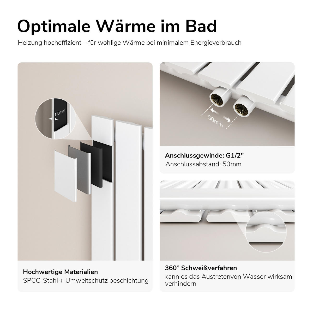 HEIZKÖRPER Flachheizkörper Weiß 160/30/4,9 cm - Weiß, Metall (30/160/4.9cm) - EMKE