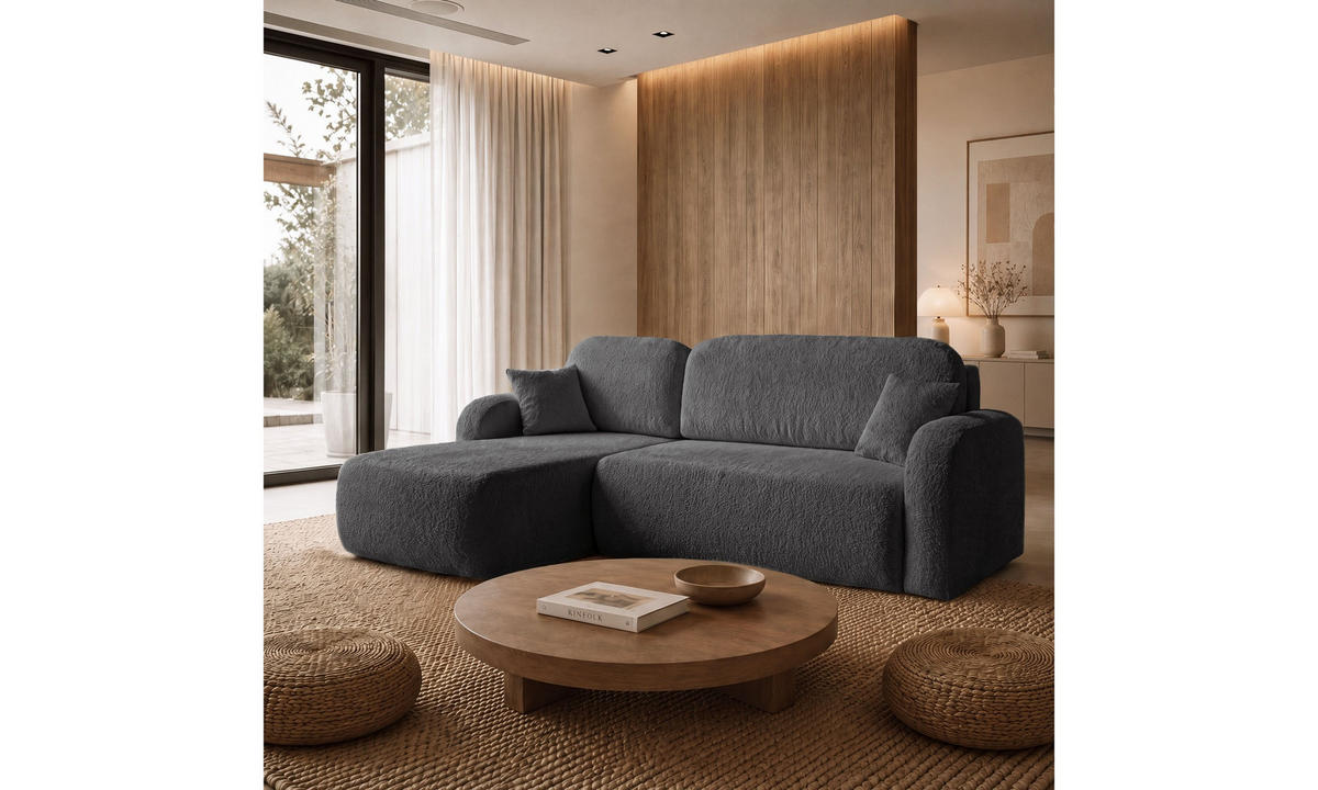ECKSOFA PALOMA L 235/155/85 cm Coral 80 - Anthrazit, Textil (235/155cm) - Lookway