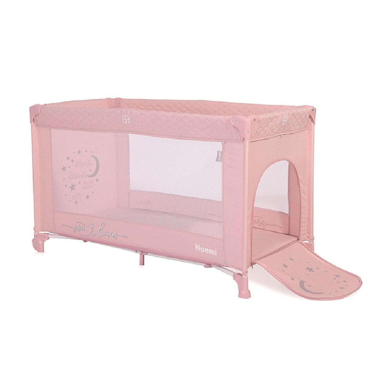BABYREISEBETT Laufstall Noemi pink eine Ebene, seitliche Öffnung, Matratze - Rosa, Kunststoff (60/120cm) - Lorelli