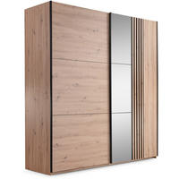 SCHWEBETÜRENSCHRANK Soria mit 2 Türen und Spiegel, 200 cm, eiche Artisan - Eiche Artisan, Holzwerkstoff (203/215/65cm) - Beautysofa