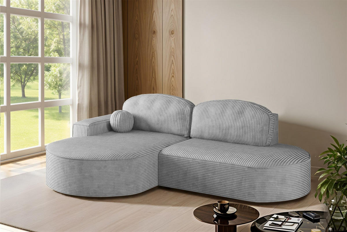 ECKSOFA Girona Mit Schlaffunktion - Hellgrau, Holzwerkstoff/Textil (278/179cm) - Fun Möbel