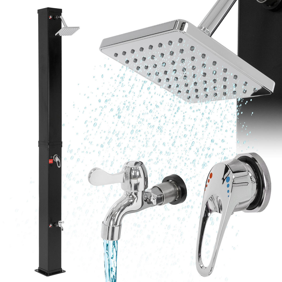 SOLARDUSCHE - Schwarz, Kunststoff (20/217/50cm) - ML-DESIGN