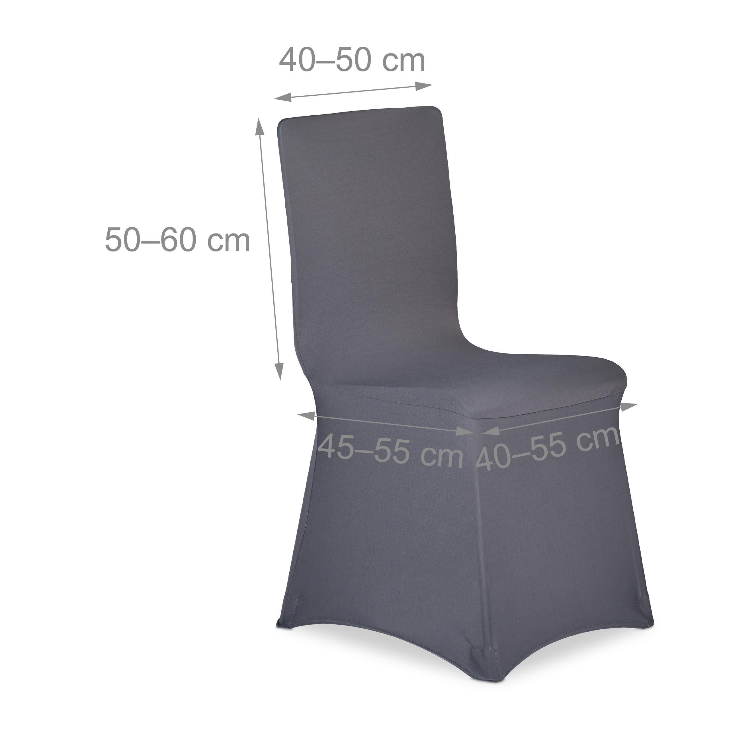 Thumbnail - Relaxdays 4Xstuhlhussen, Anthrazit, Textil, Kunststoff, 60x57 cm, Wohntextilien, Bezüge, Stuhlhussen