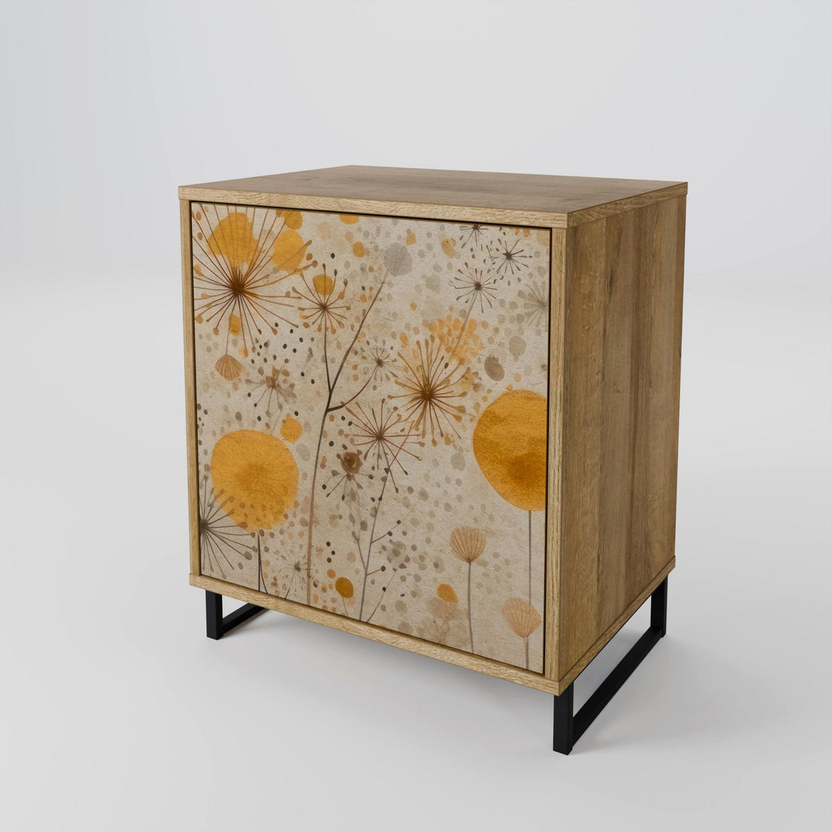 SIDEBOARD MORNING GLADE, Eichefarben, 57,5x42x75,5 cm, Goldfarbene Metallfüße - Eichefarben/Goldfarben, Holzwerkstoff/Metall (57.5/75.5/42cm) - SpaceRebels