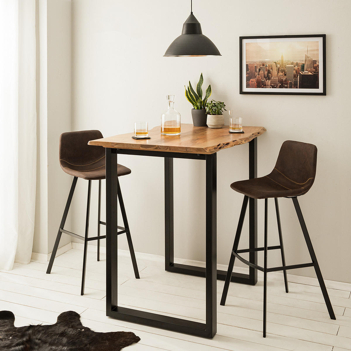 BARSTUHL - Stahl, 2er-Set - Braun, Textil (44/104/55cm) - home24