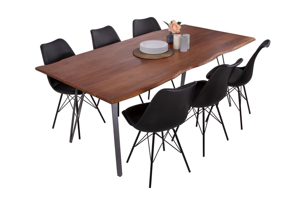ESSTISCH CELIA - Silberfarben/Braun, Holz/Metall (100/240/77cm) - SAM