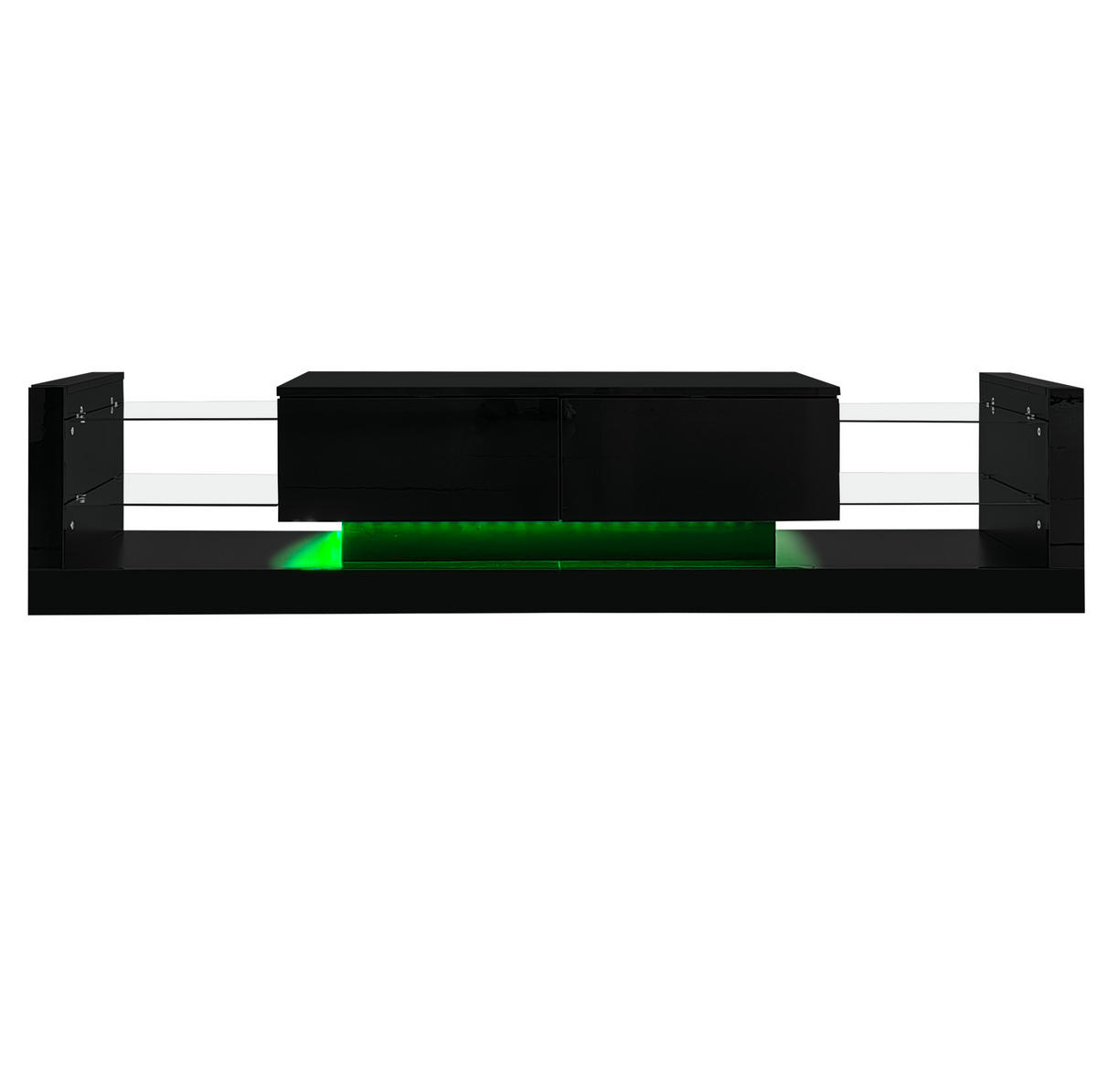 LOWBOARD 181/38/38 cm aus Spanplatte mit LED-Beleuchtung und Hochglanzfront Schwarz - Schwarz, Holzwerkstoff (181/38/38cm) - Modenvie