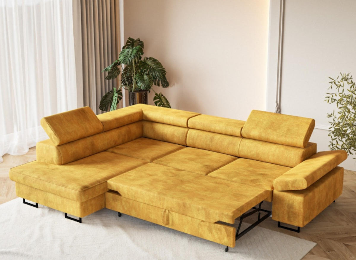 ECKSOFA Senfgelb ALEX Mit Verstellbaren Kopfstützen Linksseitig Stoff Terra - Gelb/Goldfarben, Textil (274/203cm) - Sepro Meble