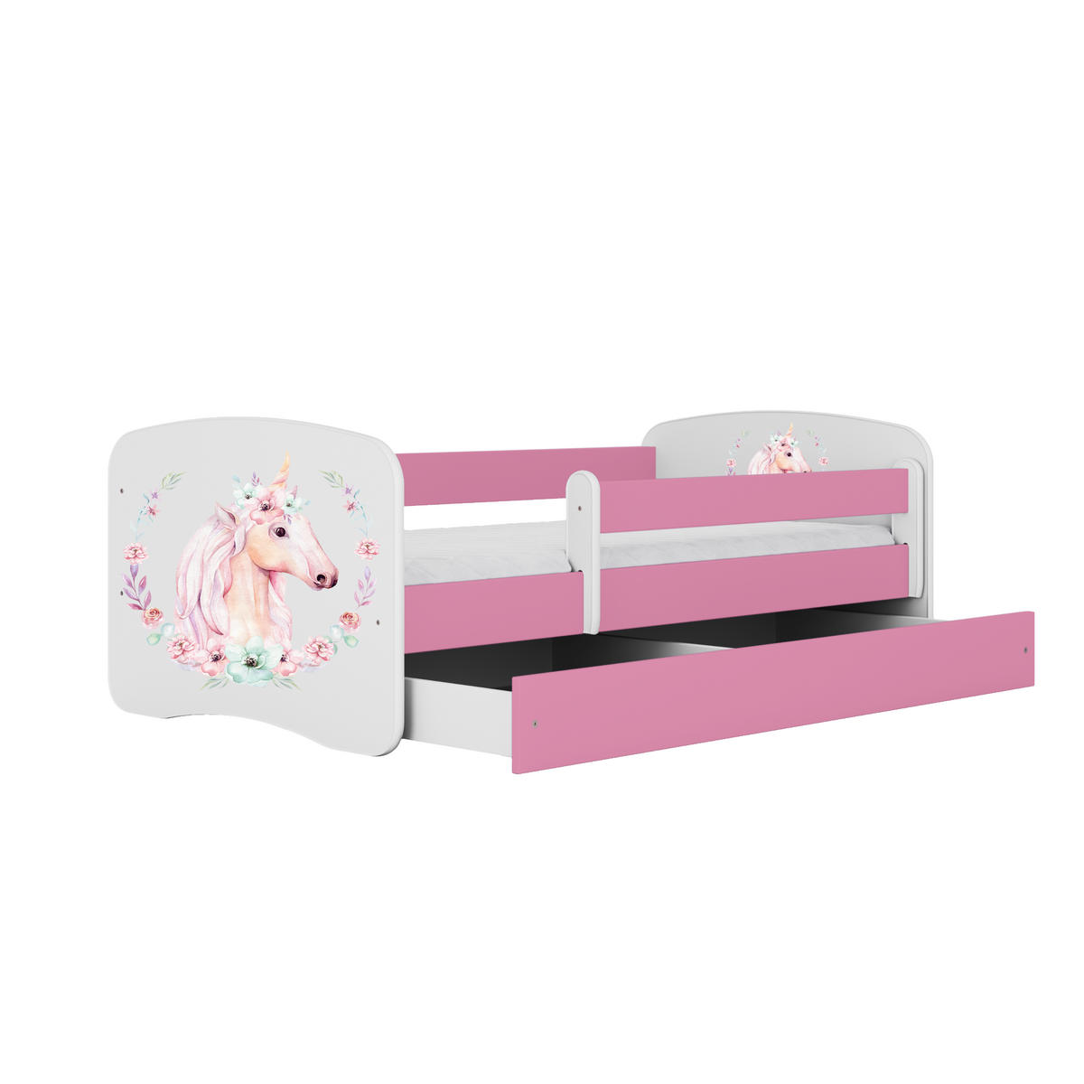 KINDERBETT Pferd mit Schublade 180/80 90/61/184 - Rosa, Holzwerkstoff (80/180cm) - RAUMHIRSCH FURNITURE