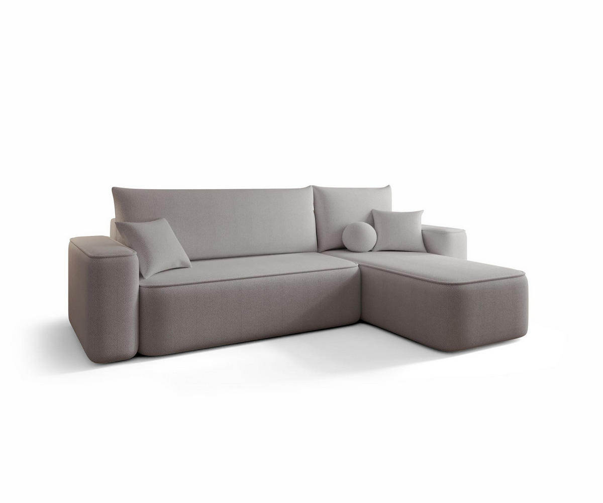 ECKSOFA TEXAS rechts grau Strickstoff Curio 83 - Schlaffunktion, Bettkasten - Grau, Textil (250/149cm) - Cornero
