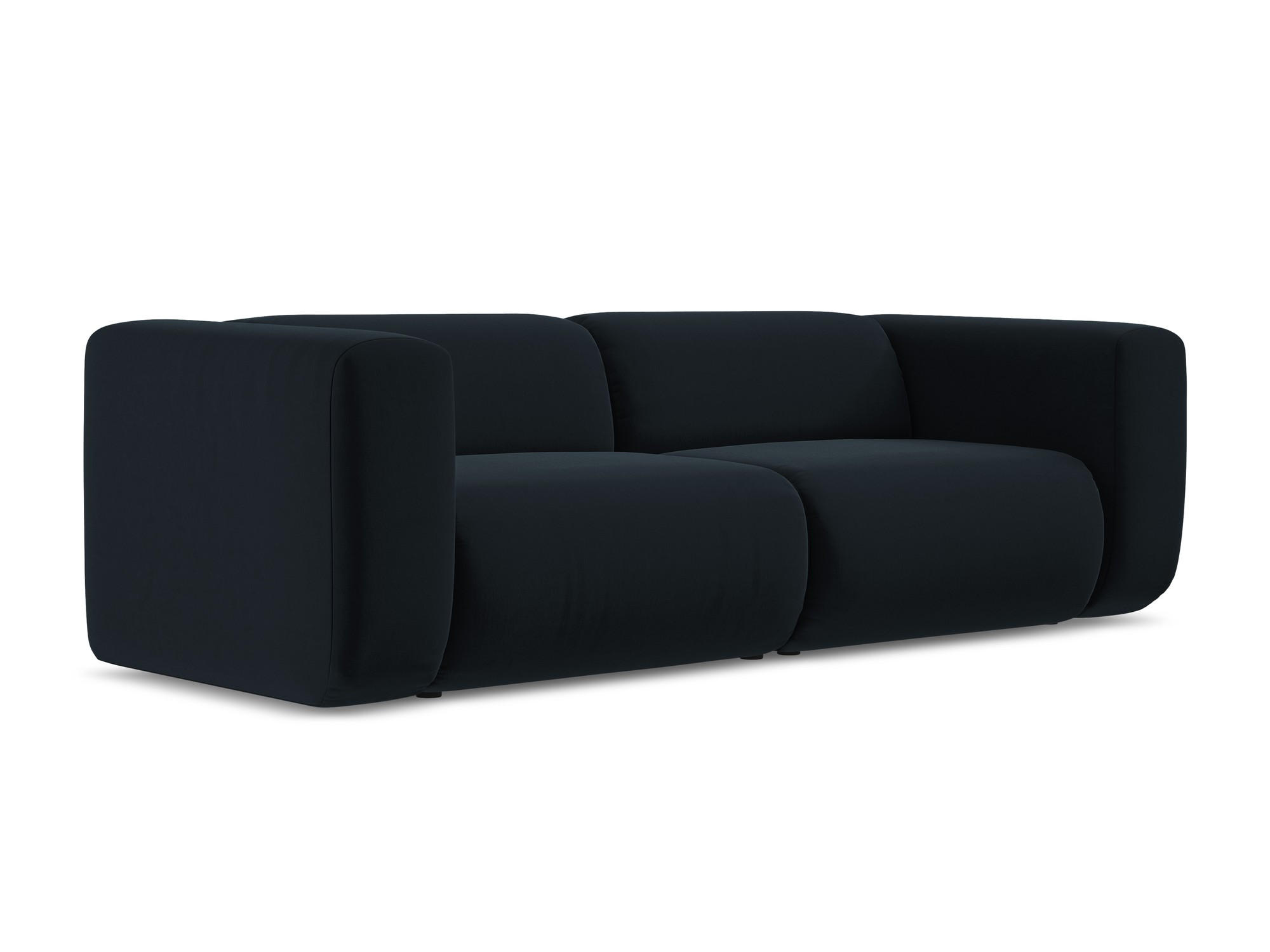 3-SITZER SOFA Samt Stoff Blau - Blau/Schwarz, Kunststoff/Textil (228/70/89cm) - Makamii