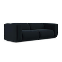 3-SITZER SOFA Samt Stoff Blau - Blau/Schwarz, Kunststoff/Textil (228/70/89cm) - Makamii
