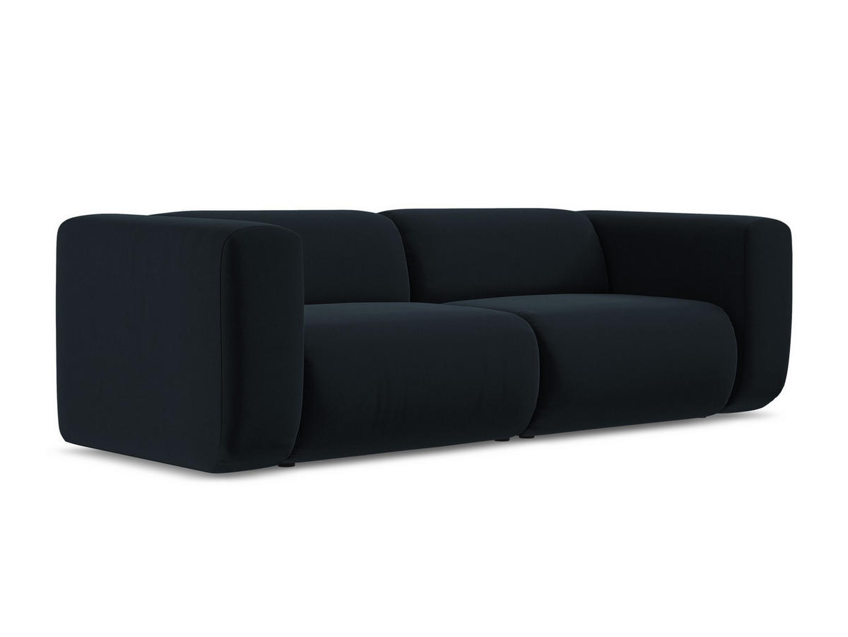 3-SITZER SOFA Samt Stoff Blau - Blau/Schwarz, Kunststoff/Textil (228/70/89cm) - Makamii