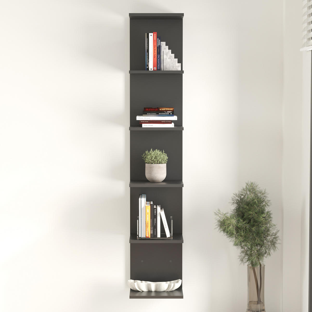 WANDREGAL Surahammar - Schwarz, Holzwerkstoff (34.5/180/31.5cm) - [en.casa]