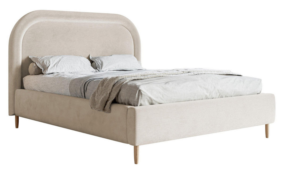 POLSTERBETT Loreo Greige Samt wasserfest 140x200cm - Taupe/Beige, Holz/Textil (140/200cm) - Selsey