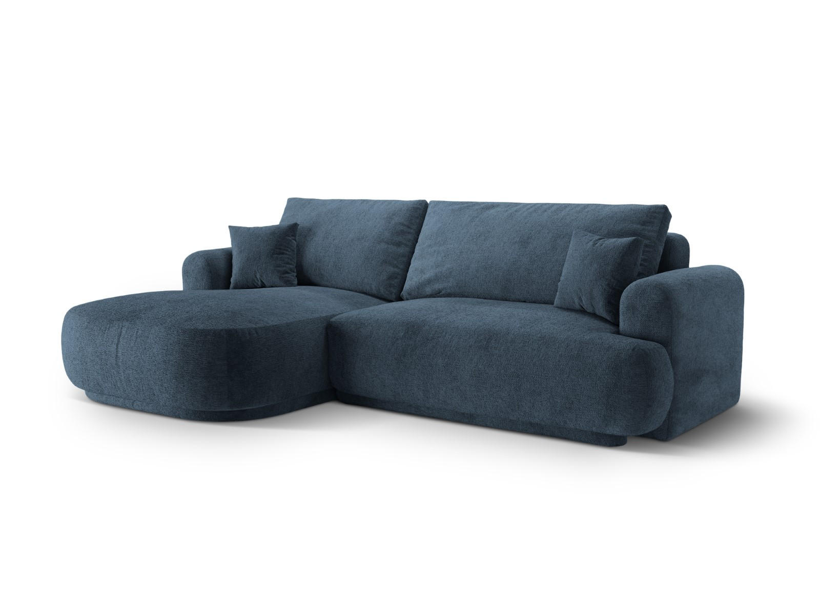 SCHLAFSOFA modular mit Bettkasten links Ella aus strukturiertem Stoff dunkelblau 5 Sitzplätze - Dunkelblau, Textil (174/271cm) - Micadoni