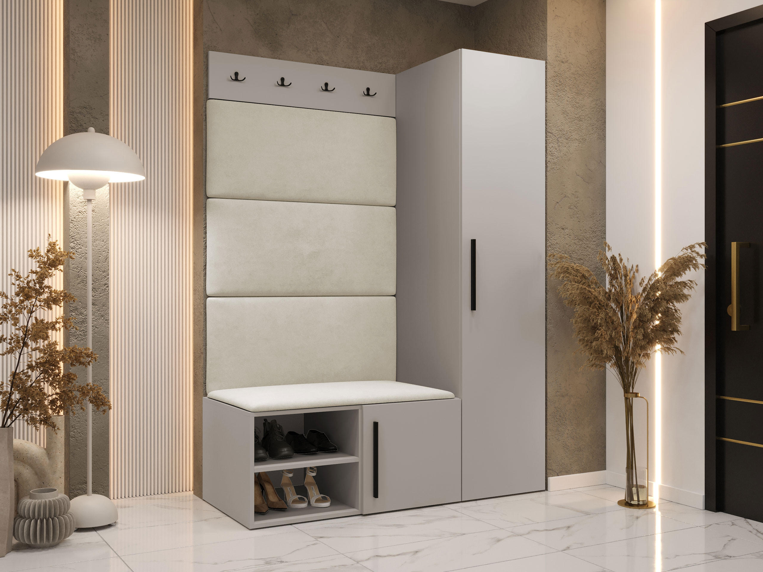 GARDEROBEN-SET Medi II - Kaschmir/Beige, Holzwerkstoff/Kunststoff (40/191/50cm) - MIRJAN24