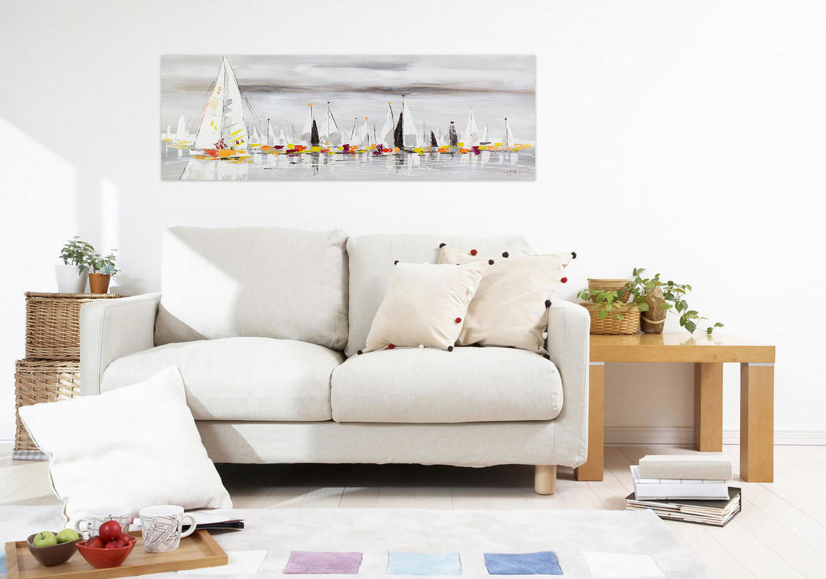 ÖLGEMÄLDE 150/50 cm - Grau, Holz/Textil (2/50cm) - KUNSTLOFT