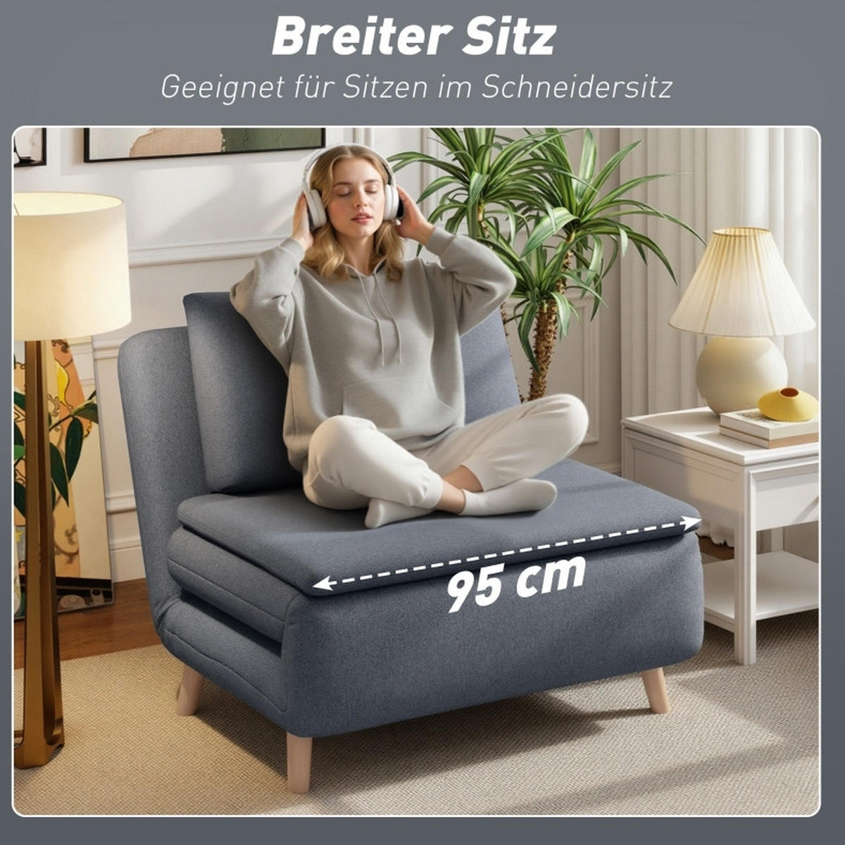 SCHLAFSESSEL in Grau 90x95x80 cm mit Bettfunktion und verstellbarer Rückenlehne - Grau, Textil (95/80/90cm) - IVMEU
